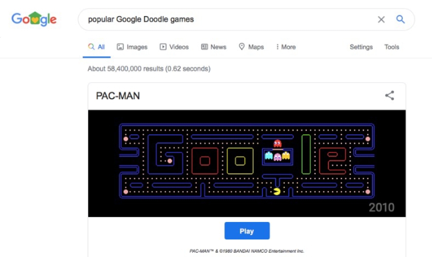  الألعاب في شعارات Google المبتكرة الرائجة